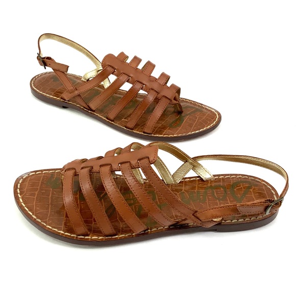 Sam Edelman Shoes - SAM EDELMAN Tan Leather Gladiator Flat Sandals CL4